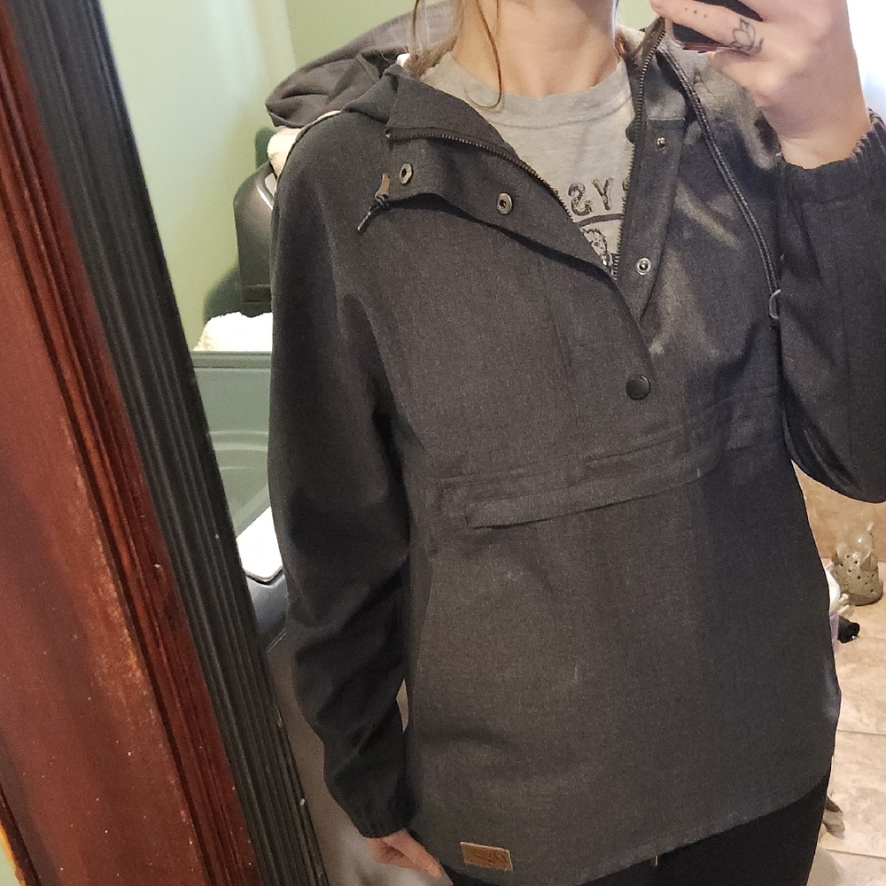 Gray Hooded Pullover Jacket